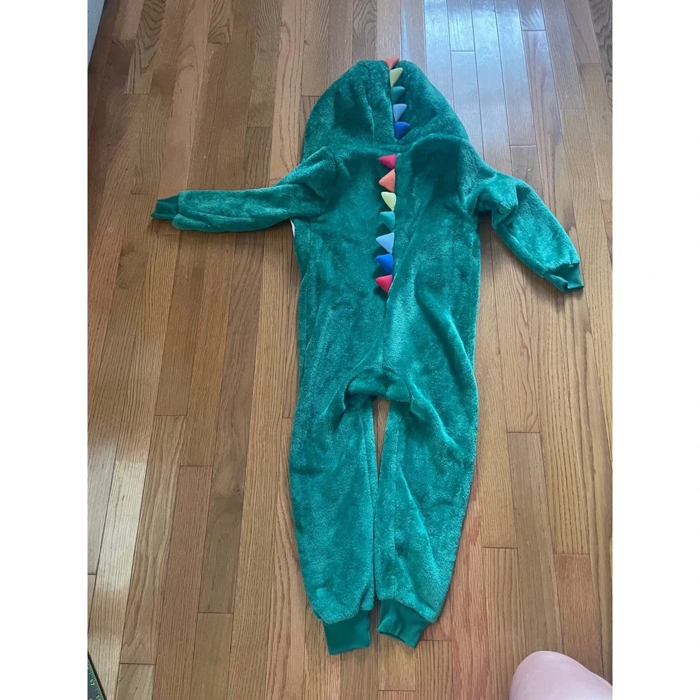 Gymboree Kids Green Dinosaur Fleece Hooded One Piece Sleeper Pjs/ costume size S